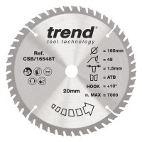 Trend Wood Cordless Circular Saw Blade - 165mm dia x 1.5 kerf x 20 bore 48T