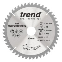 Trend Wood Cordless Mitre Saw Blade - 190mm dia x 2.3 kerf x 30 bore 48T