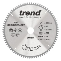 Trend Wood Cordless Mitre Saw Blade - 254mm dia x 2.1 kerf x 30 bore 80T