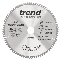 Trend Laminate / HPL Circular Saw Blade - 250mm dia x 2.8 kerf x 30 bore 80T