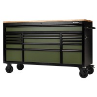 BUNKER Workbench Roller Tool Cabinet, 15 Drawer, 61\" Green - 27333