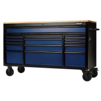 BUNKER Workbench Roller Tool Cabinet, 15 Drawer, 61\" Blue - 27336