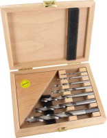 Famag 1591 Brad point drill bit HSS Set of 7 pcs  3 4 5 6 8 11 12 in Wooden Case