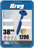 Kreg SML-C150B-1200-EUR Kreg Blue-Kote WR Pocket Hole Screws - 38mm / 1-1/2\" x 8 Coarse, Washer-Head, qty 1200