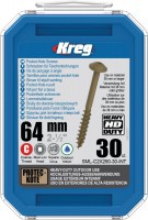 Kreg SML-C2X250-30-EUR Kreg HD WR Pocket Hole Screws - 64mm / 2-1/2\" x 14 Coarse, Washer-Head, qty 30