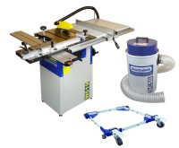 Charnwood W619P 8\" Table Saw with Wheel Kit and DC50 Dust Extractor