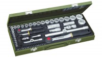 Proxxon Socket Set with Ratchets - 56pc 1/2\" + 1/4\" Drive - 23040