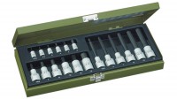 Proxxon Socket Set for Hex Screws - 18pc 1/2\" + 1/4\" Drive - 23100